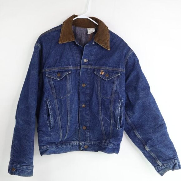 Vintage Denim Jacket Mens XL Blue Chore Barn Blanket Lined Workwear BP Feed - Picture 3 of 13